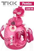 TKK VVA1200 ML Çift Kullanım Pipetli/Rahat içim Bpa İçermeyen Askılı Tritan Su Matarası FFTKK1002-1200ML - 11