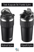 TKK 630 ML Özel Seri Çelik Mug Kahve Bardağı Pipetli/Rahat İçim 6 Saat Sıcak/12 Saat Soğuk Termos -2023 630ML - 3