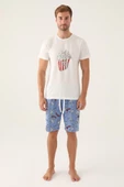 Rolypoly Erkek Bermuda Krem Pijama Takımı 3373 - 1