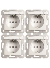 Viko Linnera Topraklı Çoçuk Korumalı Kapaklı Priz Beyaz 90440012 (Çerçeve Dahil) (4 Adet) - 1