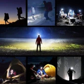 Şarjlı Kafa Lambası Bisiklet Reflektörü Ledli Kamp Kafa Feneri El Feneri 2 Modlu Mıknatıslı thumbnail 2