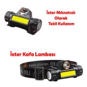 Şarjlı Kafa Lambası Bisiklet Reflektörü Ledli Kamp Kafa Feneri El Feneri 2 Modlu Mıknatıslı thumbnail 3