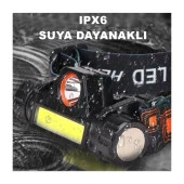 Şarjlı Kafa Lambası Bisiklet Reflektörü Ledli Kamp Kafa Feneri El Feneri 2 Modlu Mıknatıslı thumbnail 6