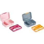 Beslenme Kutusu Çift Katlı Alt Hazne İki Bölmeli Yemek Saklama Kabı Çatal Kaşık Bıçak Set Pembe - 3