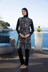 Estiva 24937 Dalga Desenli  Tam Boy Tesettür Mayo thumbnail 1