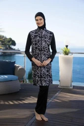 Estiva 24937 Dalga Desenli  Tam Boy Tesettür Mayo thumbnail 4