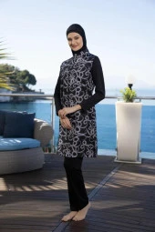 Estiva 24937 Dalga Desenli  Tam Boy Tesettür Mayo thumbnail 6