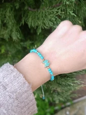 Bileklik Kelebek Model Dogal Taş Turkuaz Ayarlanabilir İp Bileklik Hediye Takı thumbnail 2