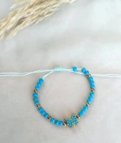 Bileklik Kelebek Model Dogal Taş Turkuaz Ayarlanabilir İp Bileklik Hediye Takı thumbnail 3