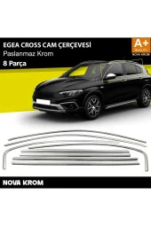 Fiat Egea Cross Krom Cam Çerçevesi 8 Prç. 2020 Üzeri Uyumlu - 1