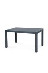 Almina Bambu Rattan Masa 80X140 Antrasit Camsız Masa - 1