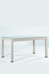 Almina Bambu Rattan Masa 80X140 Kapuçino Camlı Masa - 1