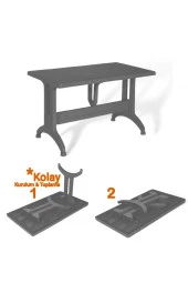 Hesapli Plastik Ayaklı Acı Kahve Masa 80X140 Cm - 2