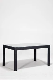 Almina Bambu Rattan Masa 80X140 Antrasit Camlı Masa - 1