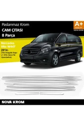 Mercedes Vito W447 Krom Cam Alt Çıtaları 8 Prç. (Tek Sürgülü Kapı-L2 Orta Şasi) 2014 Üzeri - 1