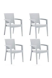 Almina Kollu Rattan Sandalye Koltuk Dayanıklı Bahçe Balkon Ve Teras Sandalyesi 4 Adet - 1