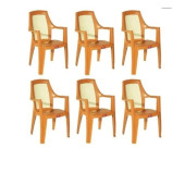 Almina Plastik Sandalye Kollu Bahçe Balkon Ve Teras Sandalyesi 6 Adet - 1