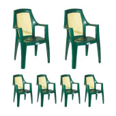 Almina Plastik Rattan Sandalye Kollu Bahçe Balkon Ve Teras Sandalyesi 6 Adet - 1