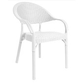 Hesapli Rattan Bambu Koltuk Beyaz- Plastik Bahçe Sandalyesi 6 Adet - 1