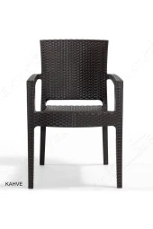 Almina İtaly Rattan Masa Takımı 6 Kişilik 90X150 Camsız Rattan Masa Takımı Bahçe Mobilyası - 4