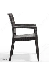 Almina İtaly Rattan Masa Takımı 6 Kişilik 90X150 Camsız Rattan Masa Takımı Bahçe Mobilyası - 5