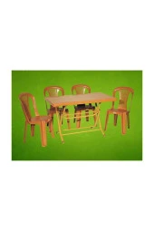 Almina Katlanır Masa Takımı Metak Ayaklı 70X120Cm Masa 4 Adet Plastik Sandalye - 1