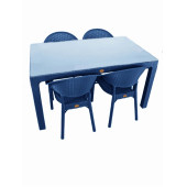 Premium Rattan Masa Takımı 80X140 4Lü Camlı Bahçe Mutfak Masa Takımı Antrasit - 1