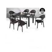 Capissi 90X150 Cm Camsız Masa Takımı 6 Adet Bambu Koltuklu - 1