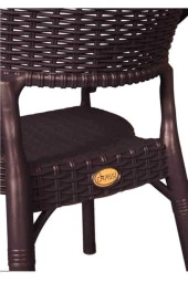 Capissi Rattan Camlı Masa Takımı 90X150 Ölçü Masa 6 Adet Bambu Rattan Koltuk - 5