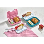 Beslenme Kutusu Çift Katlı Alt Hazne İki Bölmeli Yemek Saklama Kabı Çatal Kaşık Bıçak Set Gri - 4