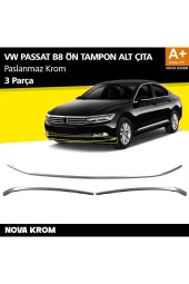 VW Passat B8 Krom Ön Tampon Alt Çıtası 3 Parça 2015-2019 - 1