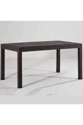 Almina Rattan Masa 70X100Cm Bahçe Balkon Ve Teras Masası Koyu Kahverengi - 1