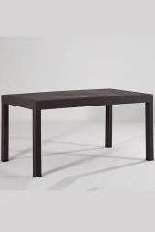 Almina Rattan Masa 70X100Cm Bahçe Balkon Ve Teras Masası Koyu Kahverengi - 1