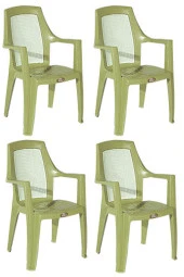 Almina Plastik Bahçe Sandalyesi Bahçe Balkon Ve Teras Sandalyesi Çift Renk Diamond Sandalye Takımı 4 Adet - 1
