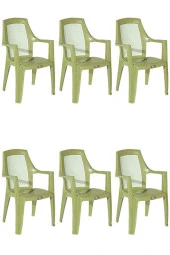 Almina Plastik Bahçe Sandalyesi Bahçe Balkon Ve Teras Sandalyesi Çift Renk Diamond Sandalye Takımı 6 Adet - 1