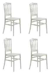 Almina Vals Beyaz Sandalye Bahçe Balkon Teras Sandalyesi 4 Adet Sandalye Takımı - 1