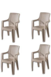 Almina Plastik Bahçe Sandalyesi Bahçe Balkon Ve Teras Sandalyesi Kapuçino Renk Sandalye Takımı 4 Adet thumbnail 1