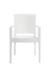 Almina Rattan 90X150 Camlı Masa Takımı 6 Kişilik Rattan Desenli Bahçe Balkon Beyaz Rattan Masa Takımı - 5