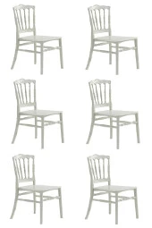 Almina Vals Beyaz Sandalye Bahçe Balkon Teras Sandalyesi 6 Adet Sandalye Takımı - 1