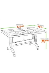 Almina 70X120Cm Gold Katlanır Ayaklı 4 Kişilik Bahçe Balkon Teras Masa Takımı Badem Renk - 7