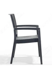 Almina Italy 80X140 Camsız Masa Takımı 6 Kişilik Rattan Desenli Bahçe Balkon Antasit Rattan Masa Takımı - 3
