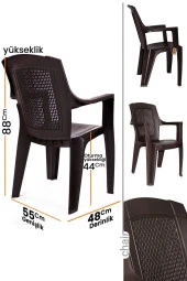 Almina 80X140Cm Gold Katlanır Ayaklı 6 Kişilik Bahçe Balkon Teras Masa Takımı Koyu Kahve - 4