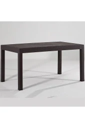 Almina Bambu Pro 70X100Cm Rattan Bahçe Balkon Masa Takımı 4 Kişilik Camsız Set Kahverengi - 2