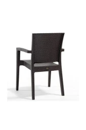 Almina Italy Rattan Takım 70X100 Cm Camsız Masa 4 Adet Rattan Sandalye Balkon Ve Bahçe Mobilyası thumbnail 5