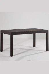 Almina Italy Pro 70X100Cm Rattan Bahçe Balkon Masa Takımı 4 Kişilik Camsız Set Kahverengi - 3