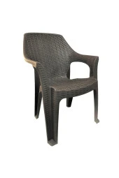 Almina Italy Pro 70X100Cm Rattan Bahçe Balkon Masa Takımı 4 Kişilik Camsız Set Kahverengi - 6