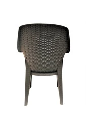 Almina Italy Pro 70X100Cm Rattan Bahçe Balkon Masa Takımı 4 Kişilik Camsız Set Kahverengi - 7