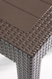 Almina Italy Pro 70X100Cm Rattan Bahçe Balkon Masa Takımı 4 Kişilik Camsız Set Kahverengi - 2