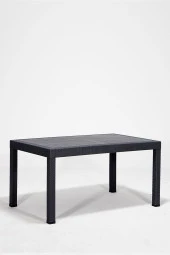 Almina Bambu Pro Rattan Camsız 80X140Cm Masa 6 Kişilik Sandalye Takımı Bahçe Balkon Teras Seti Antrasit - 2