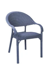 Almina Bambu Pro Rattan Camsız 80X140Cm Masa 6 Kişilik Sandalye Takımı Bahçe Balkon Teras Seti Antrasit - 3